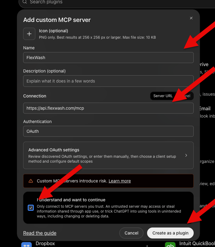 FlexWash server details