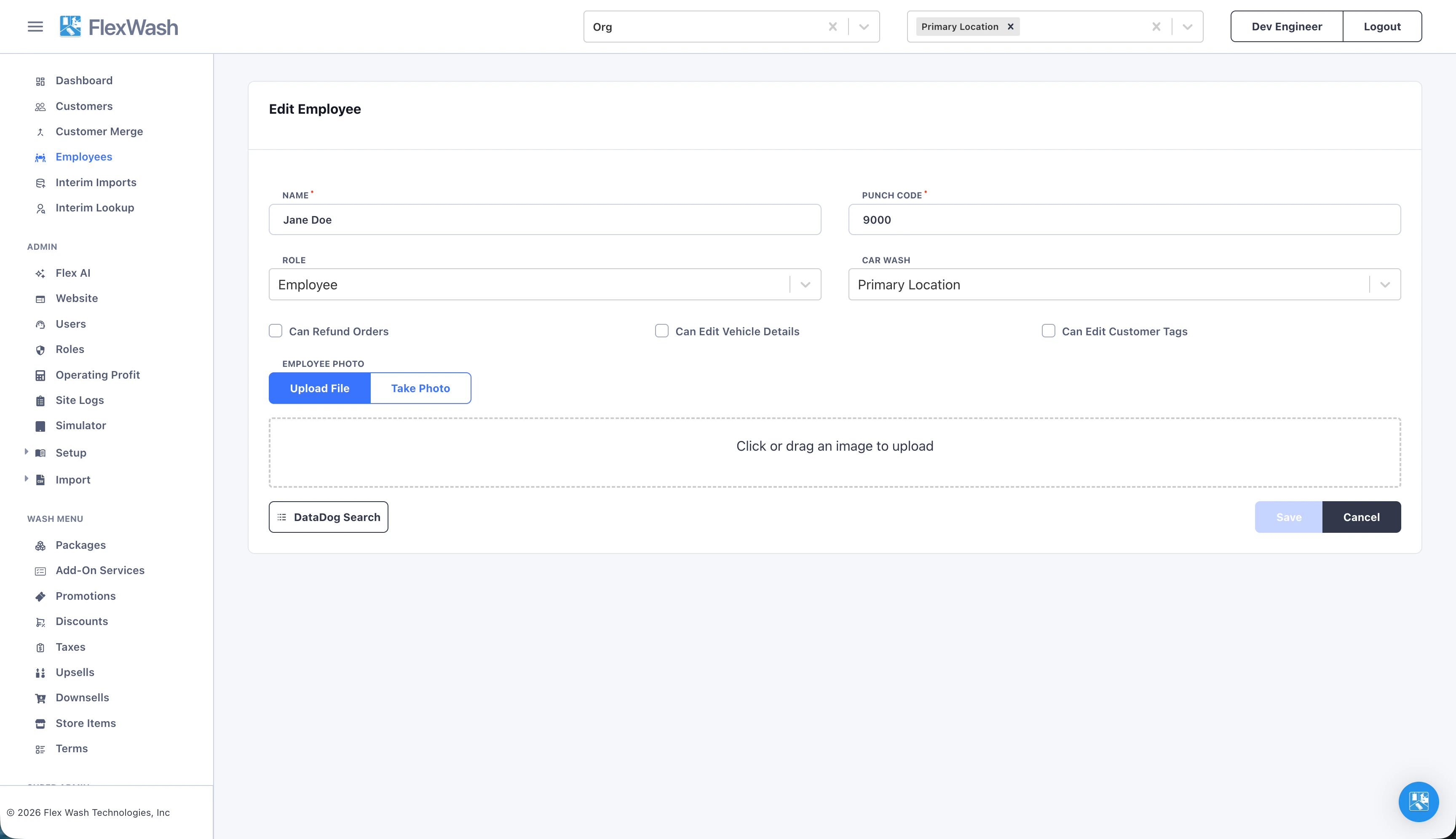 The employee form