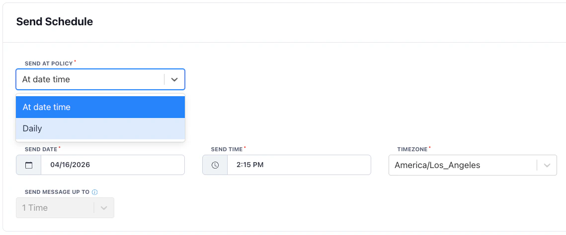 Send schedule