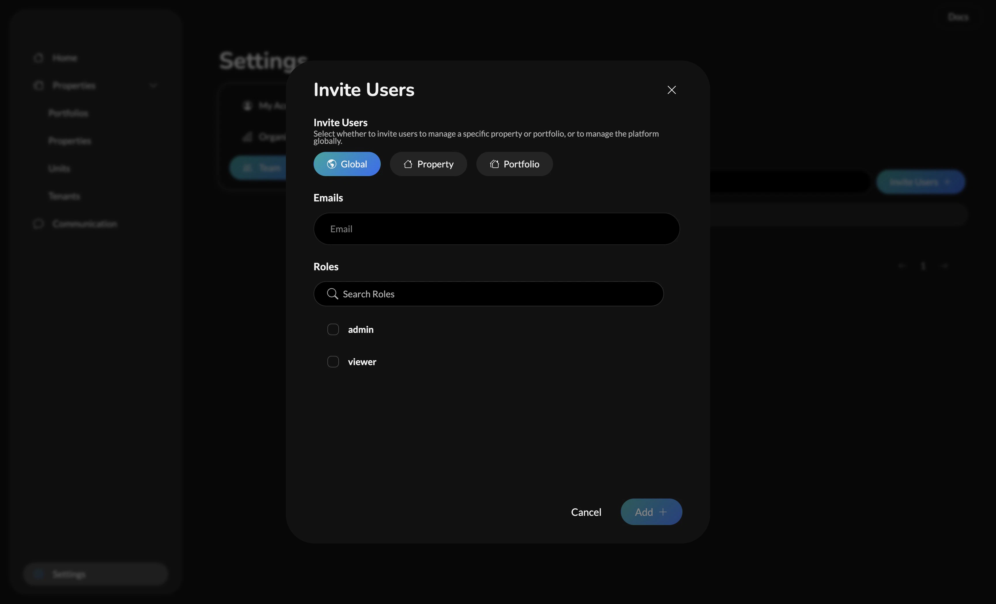 Settings Team Users Invite