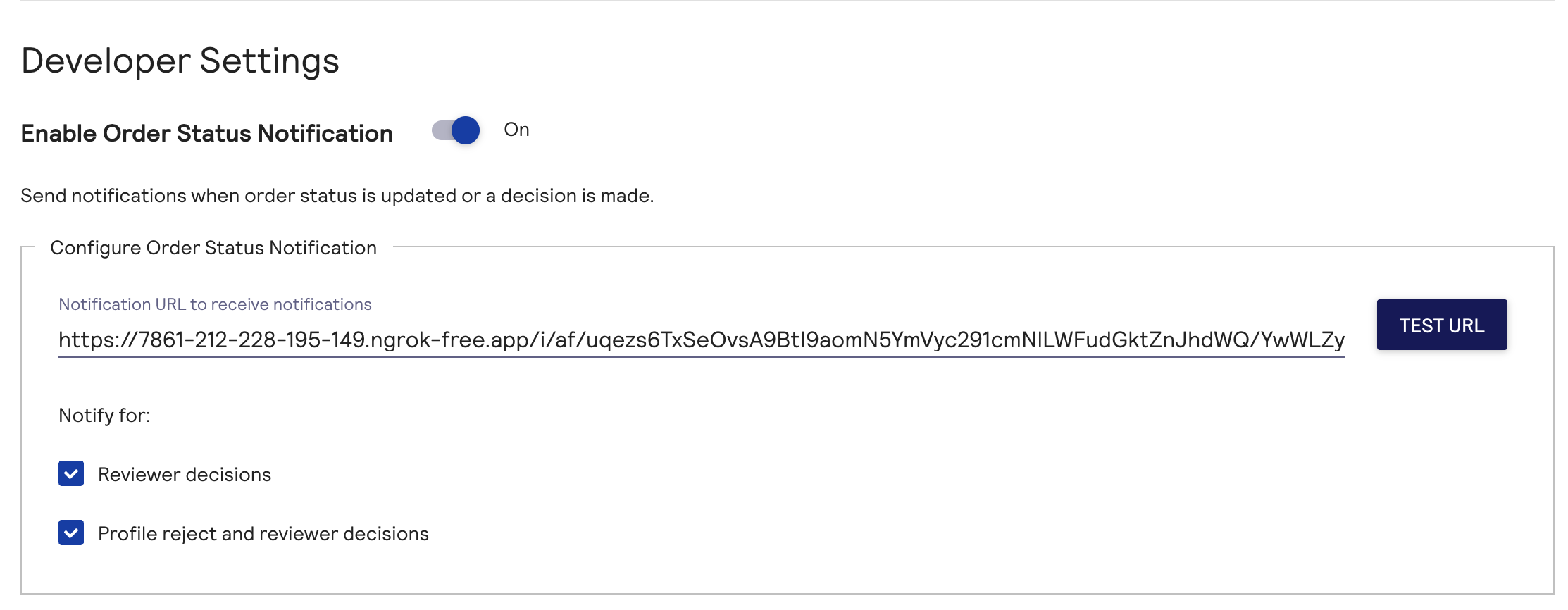 FConfiguration of the webhook
URL