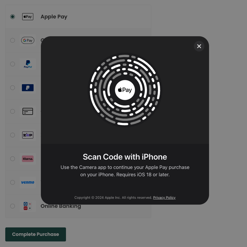 Third-party browser popup