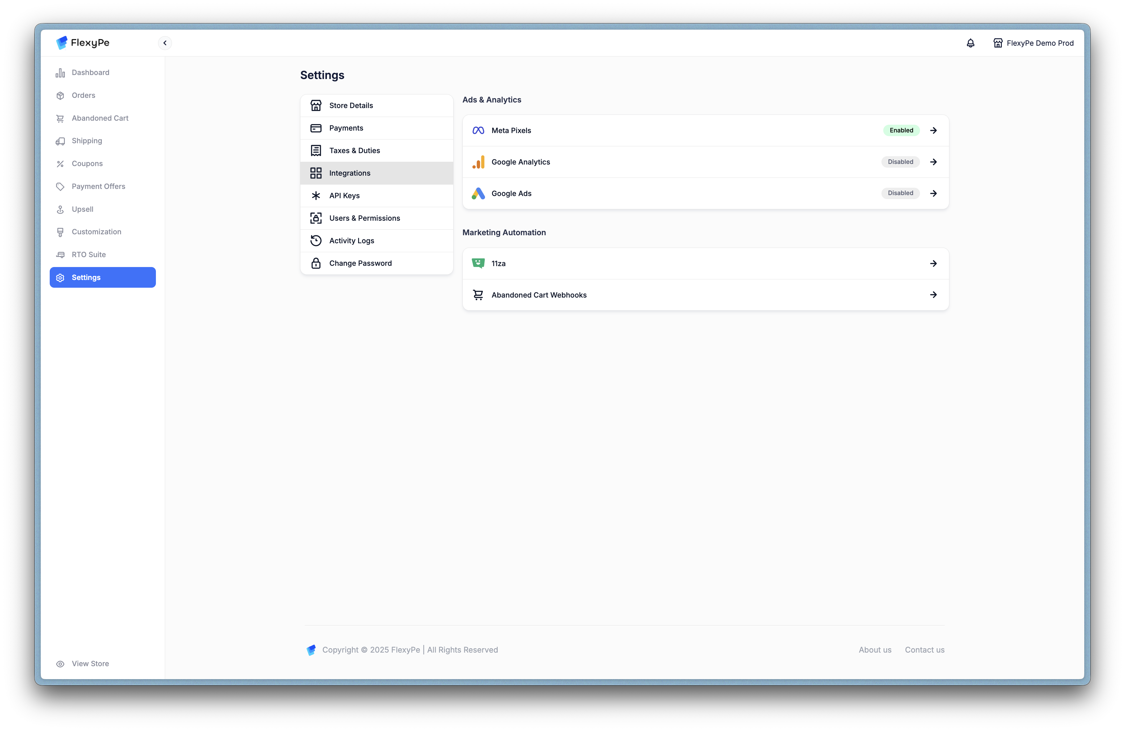 Integrations Screenshot