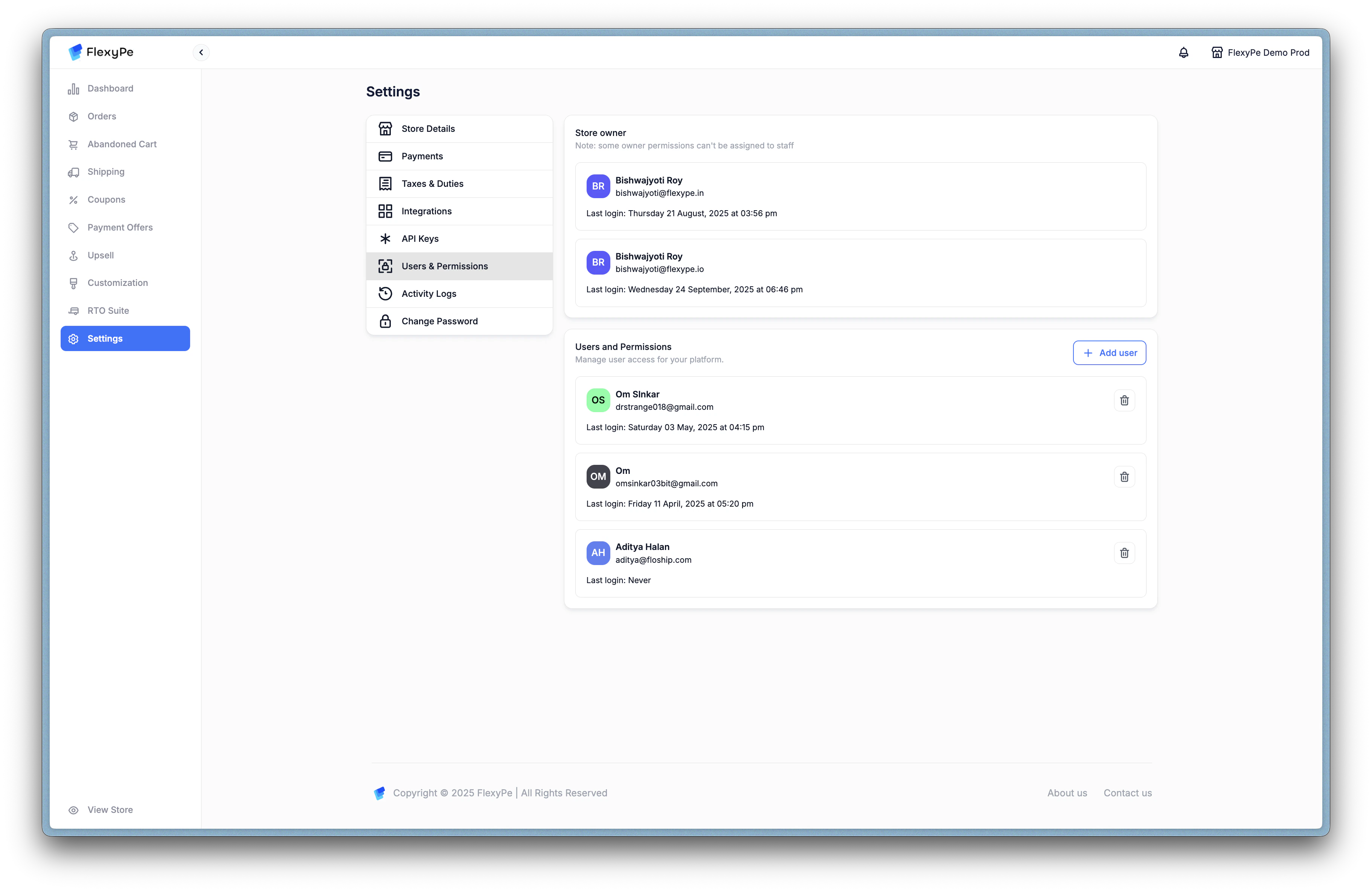 Users & Permissions Screenshot