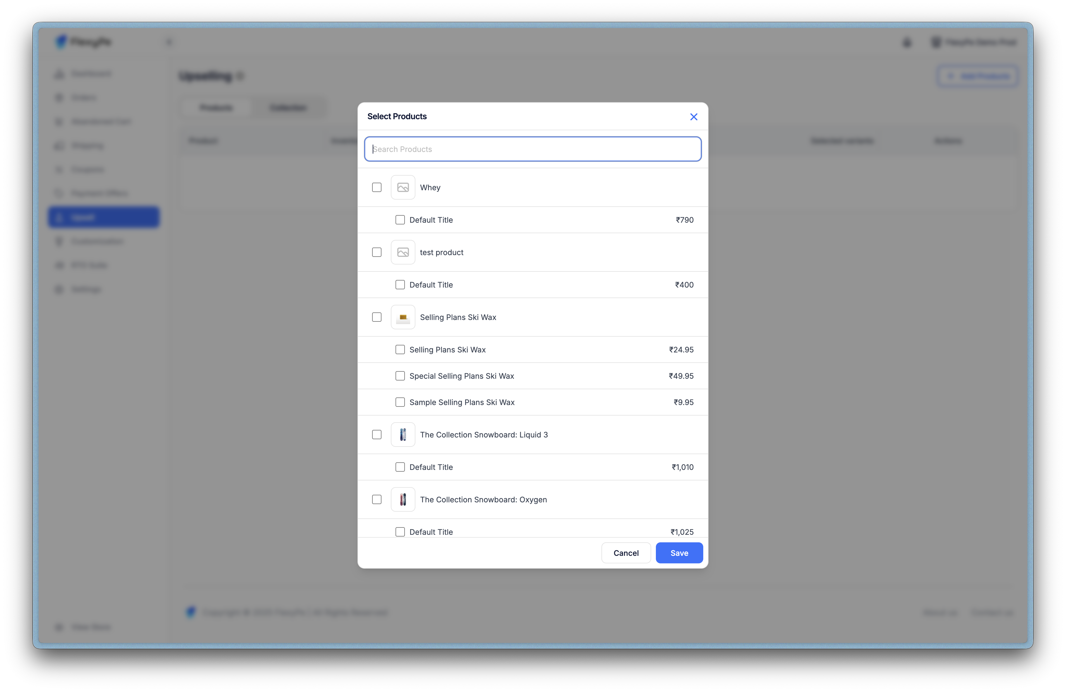 Add upsell products