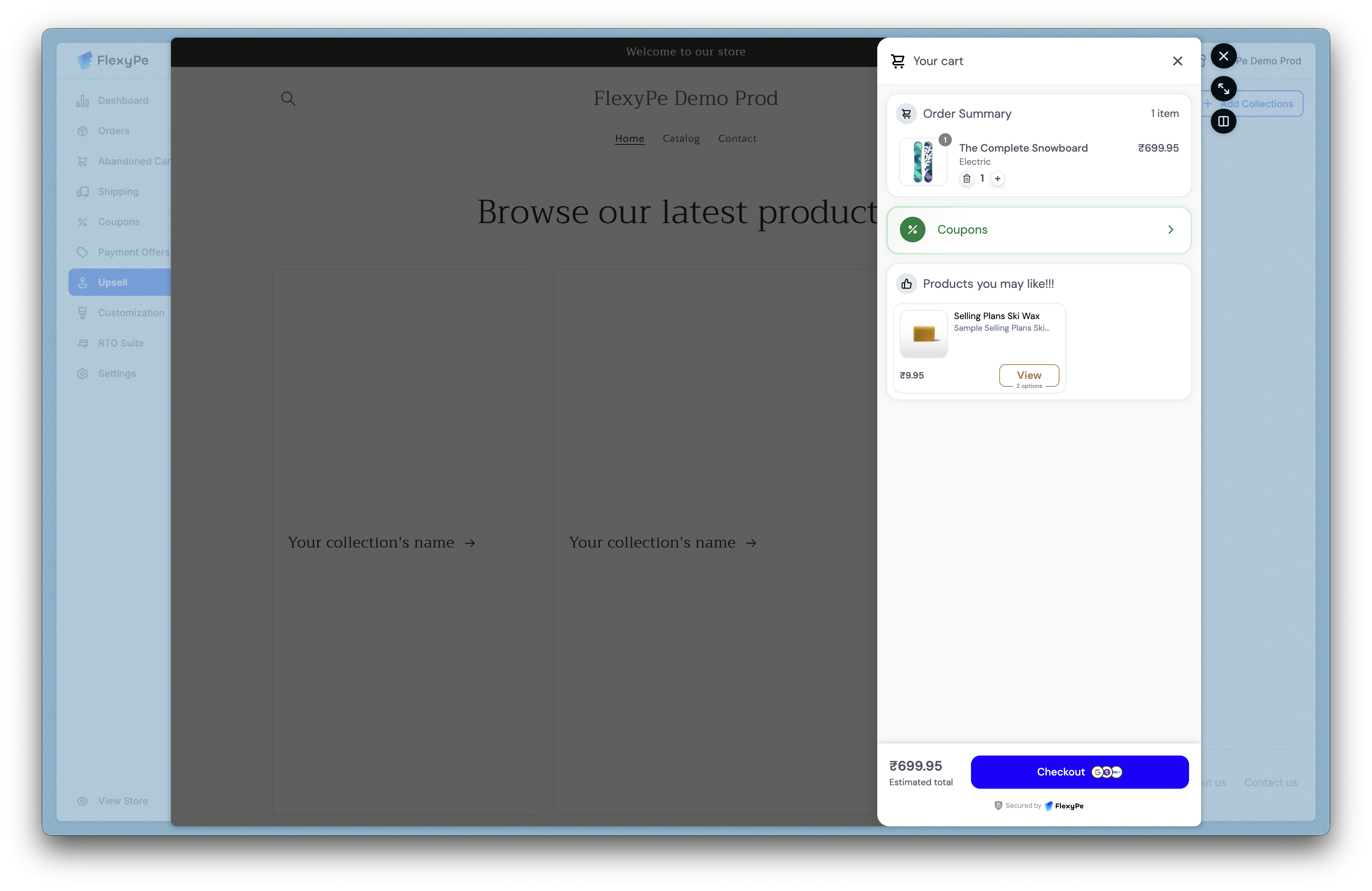 Upsell checkout view