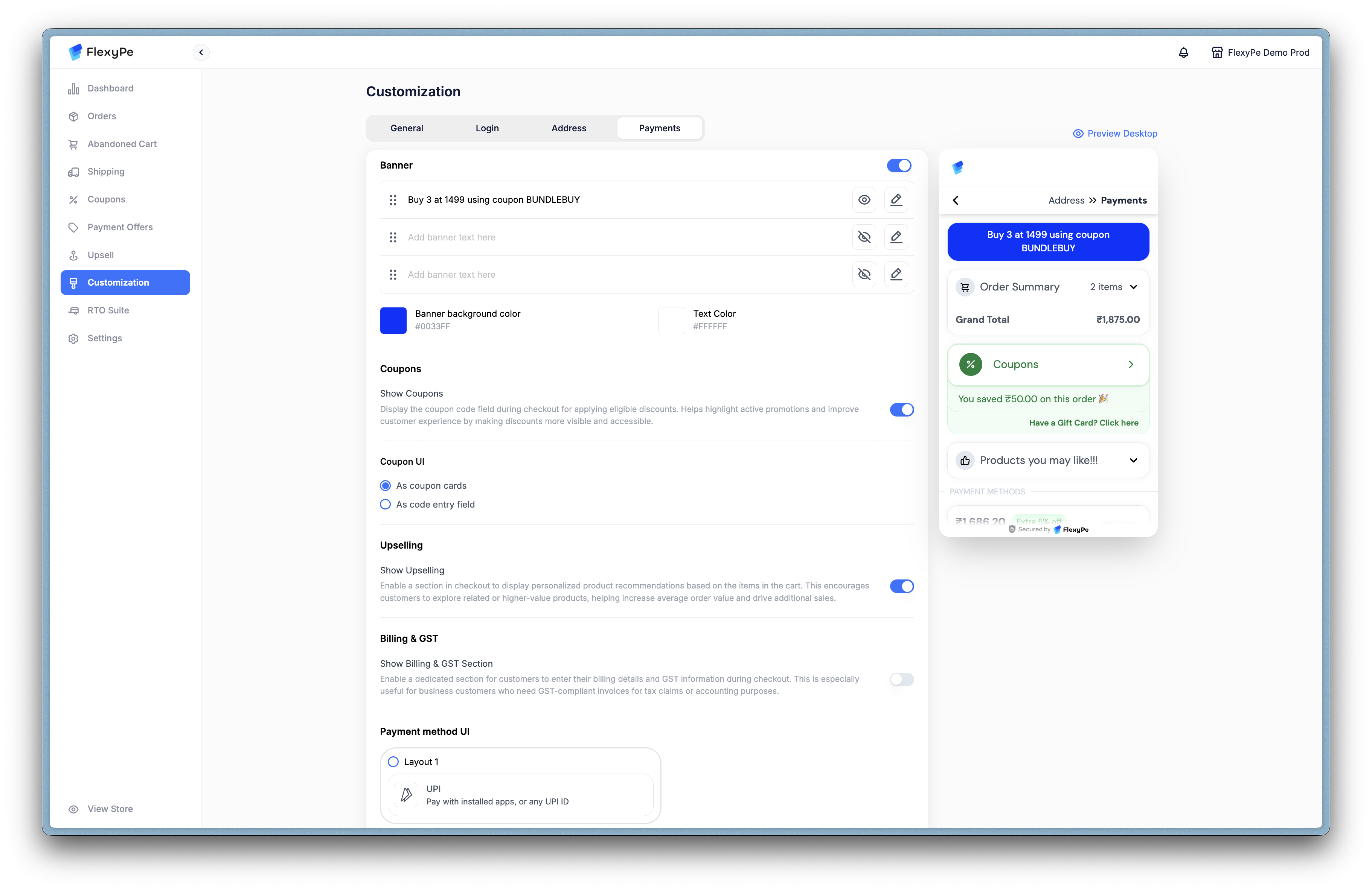 Customization Payments