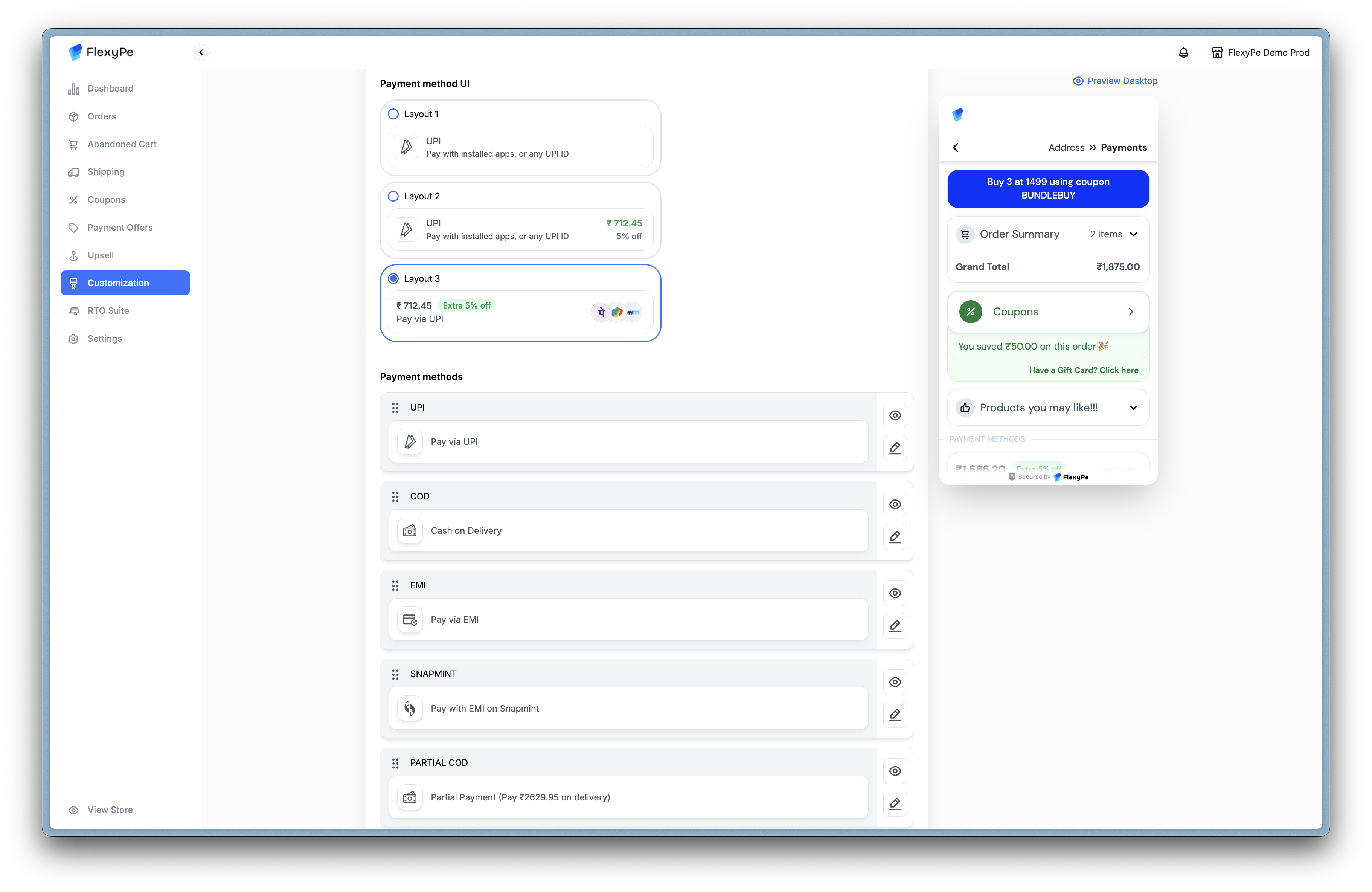 Customization Payments - Payment Methods