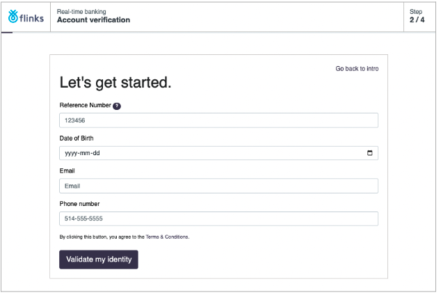Accounts verification screen on the Flinks Express UI