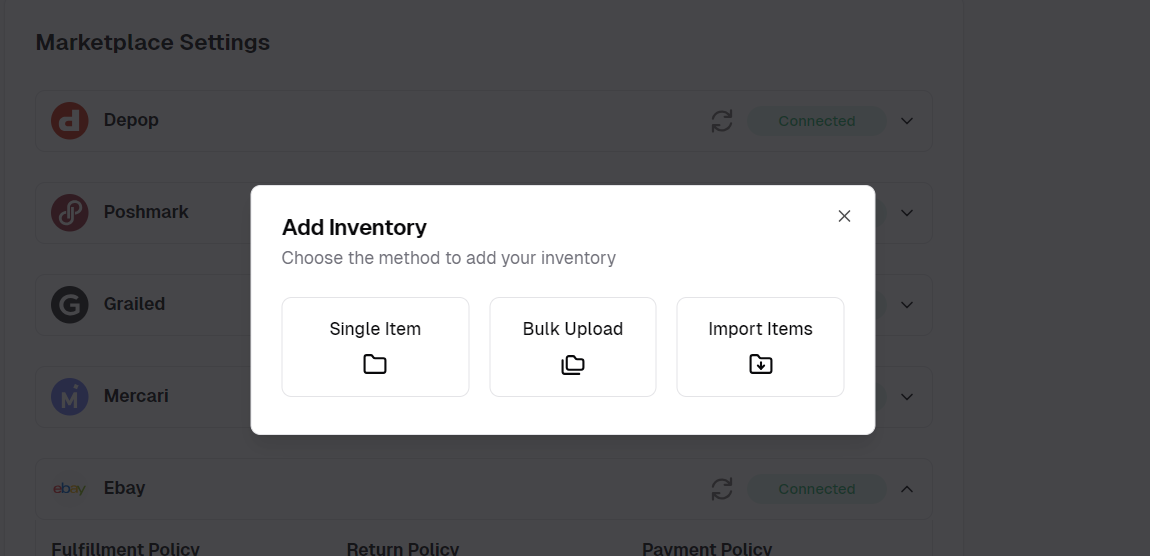Add Inventory Selection
