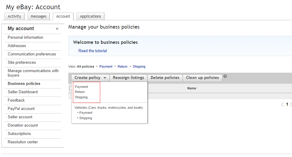 Create Business Policies