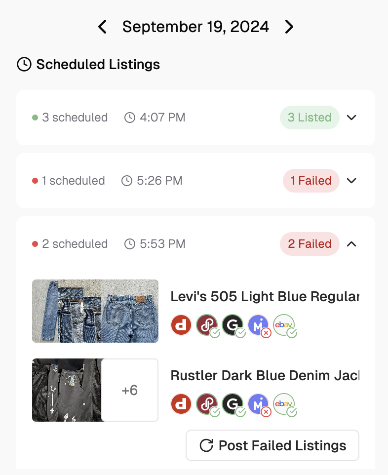 Scheduled Listings Failed