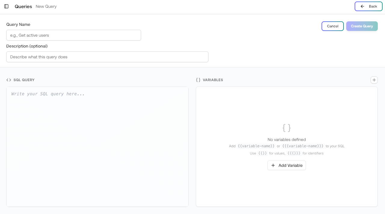 New query in the SQL Editor