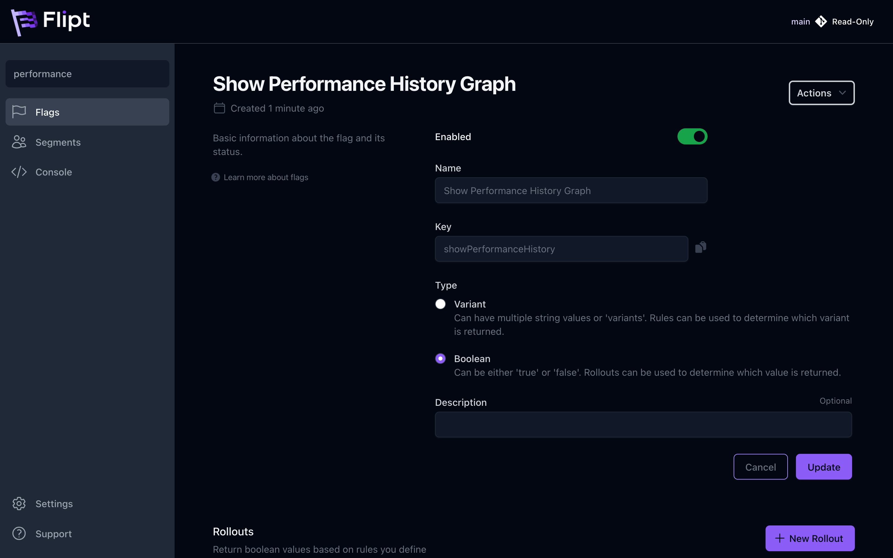 Our feature flag is now enabled in the UI
