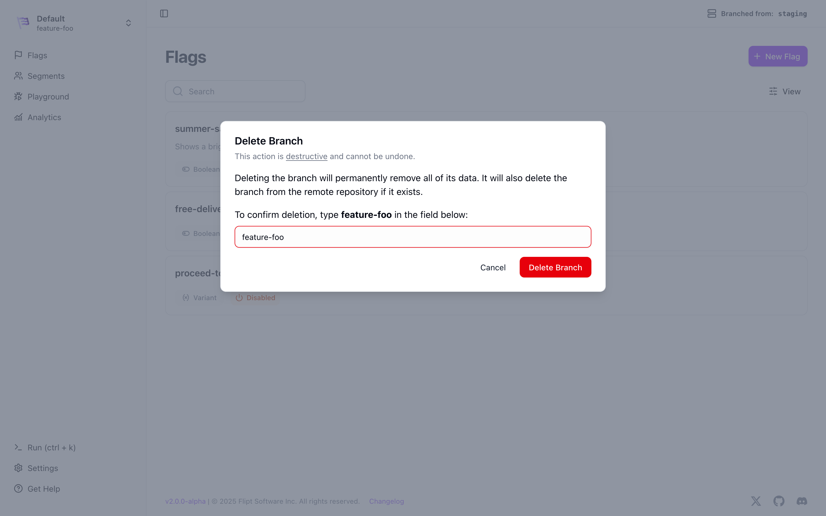 Delete Branch Modal