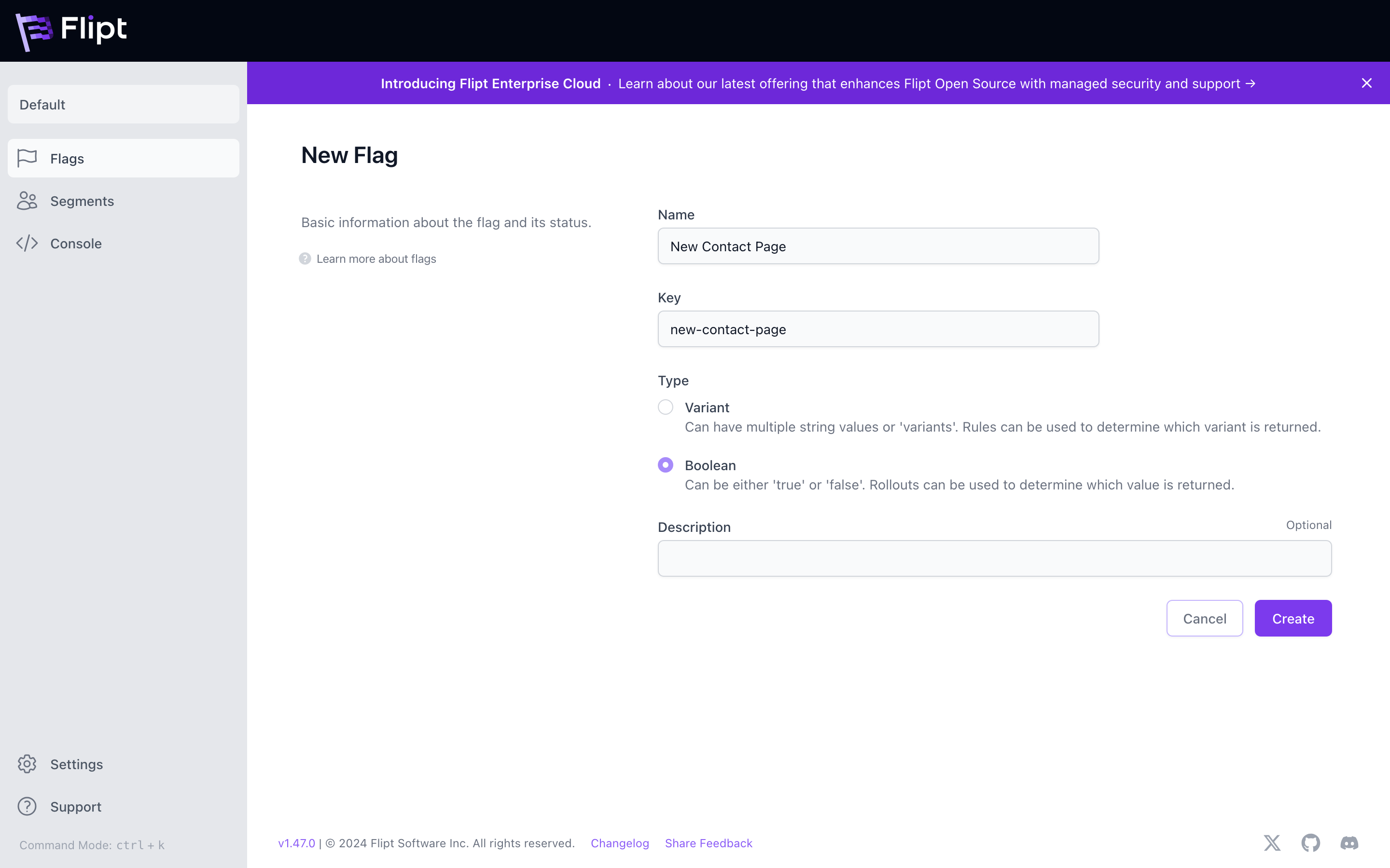 Boolean Flags Example