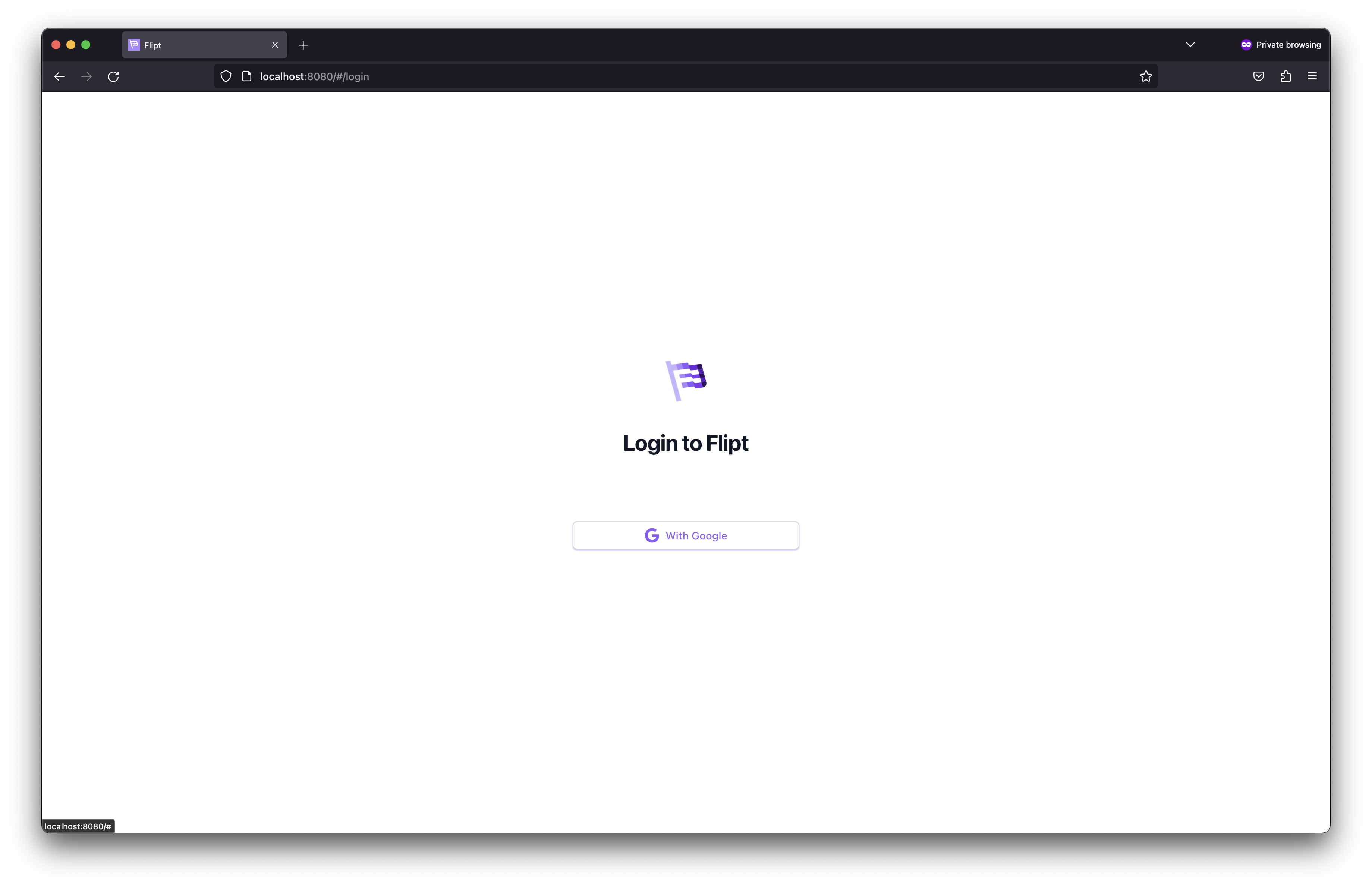 Flipt UI presenting login with Google button