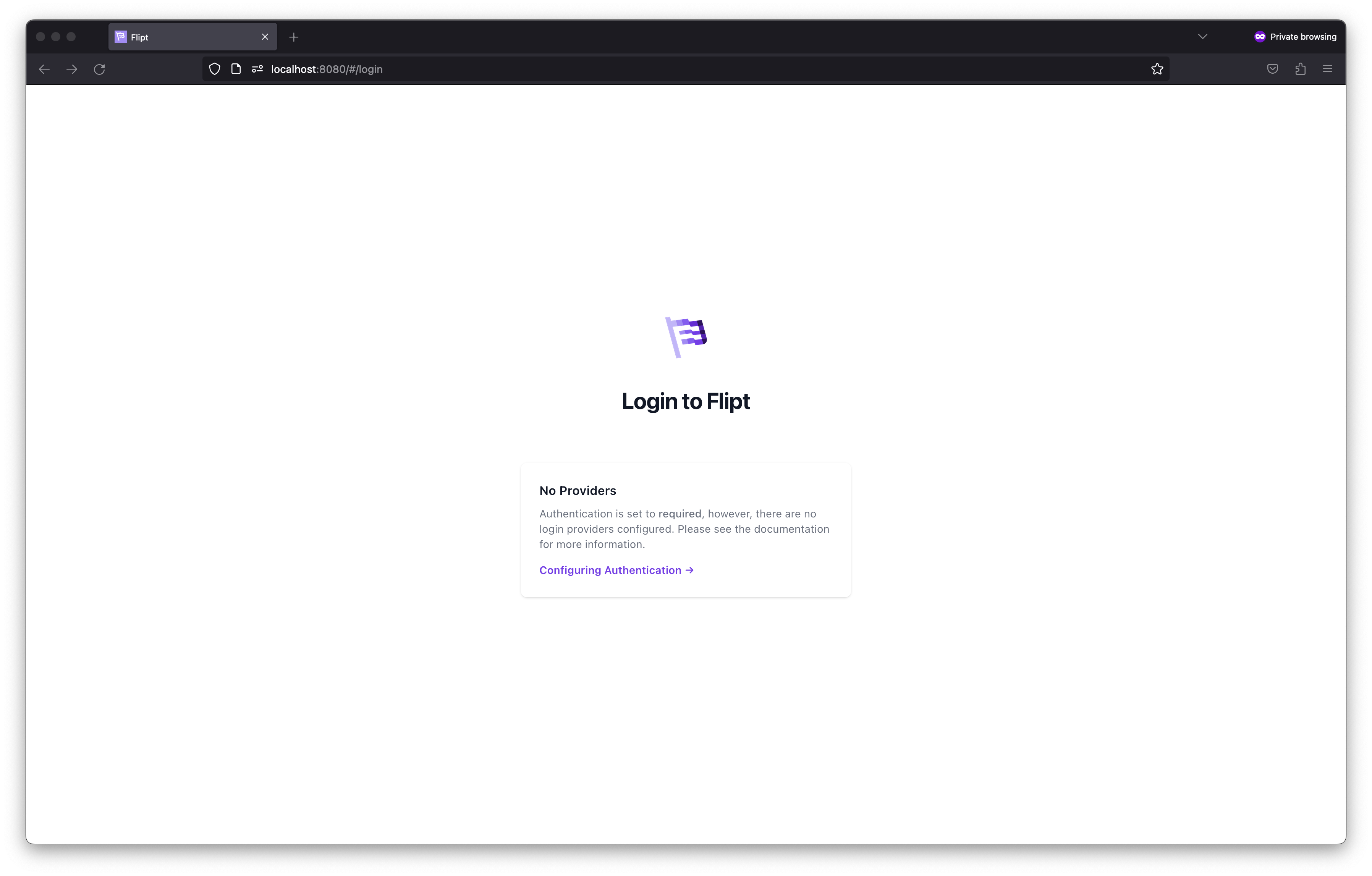 UI presenting a no providers error message