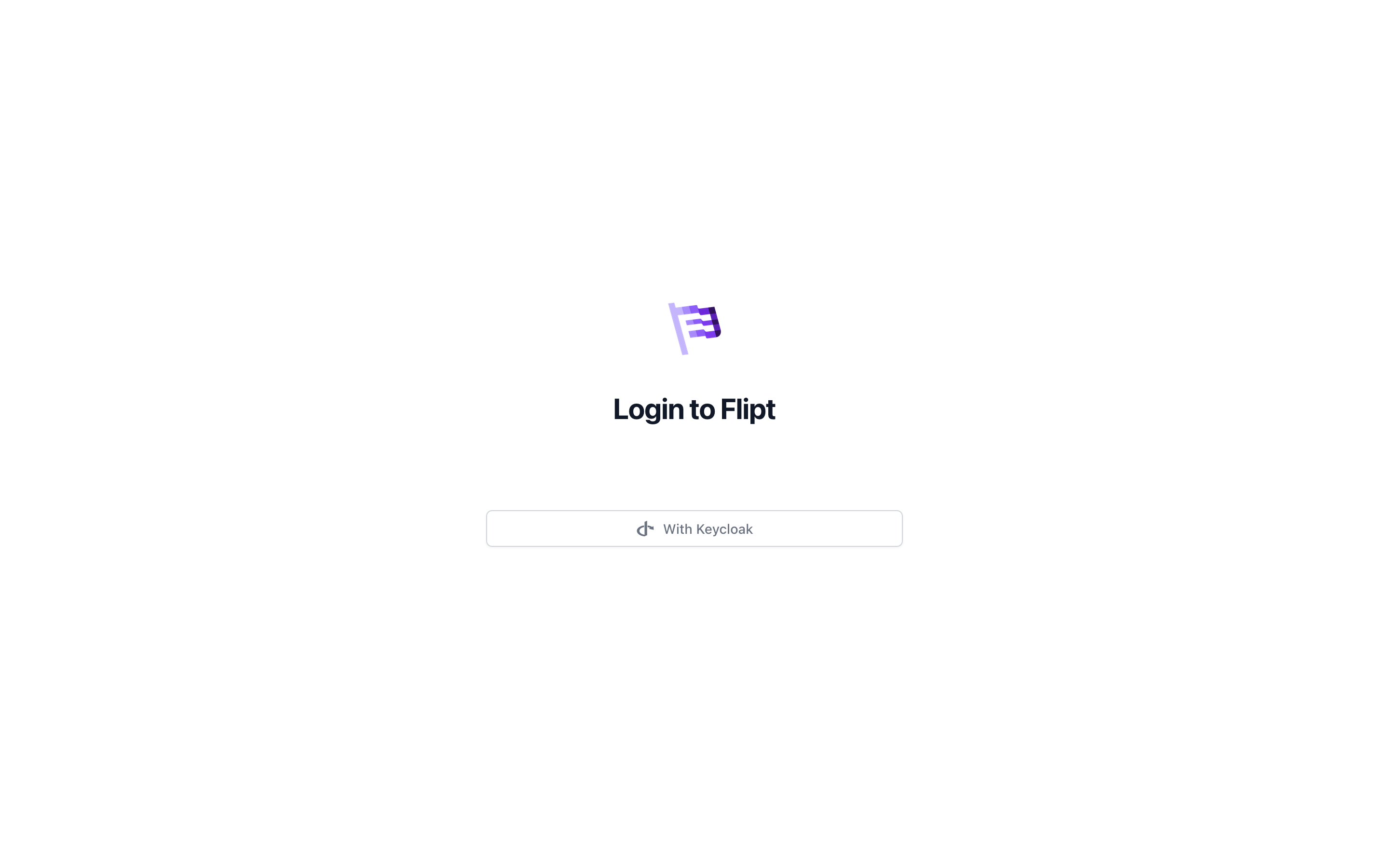 Flipt UI presenting login with Keycloak button