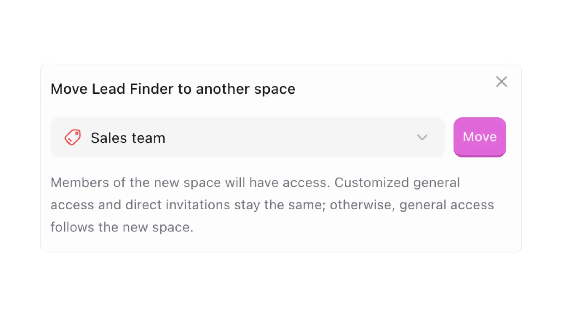 dialog to move the app