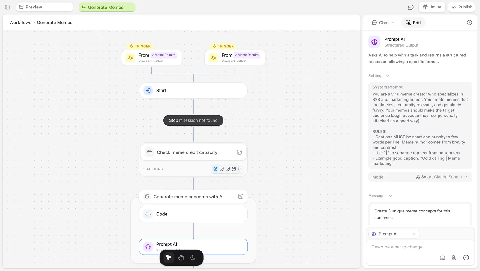 Workflow visualized as a diagram of trigger and steps