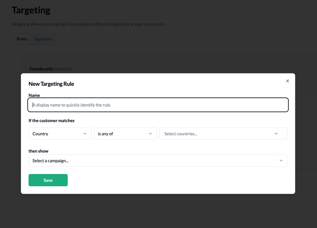 Targeting Modal