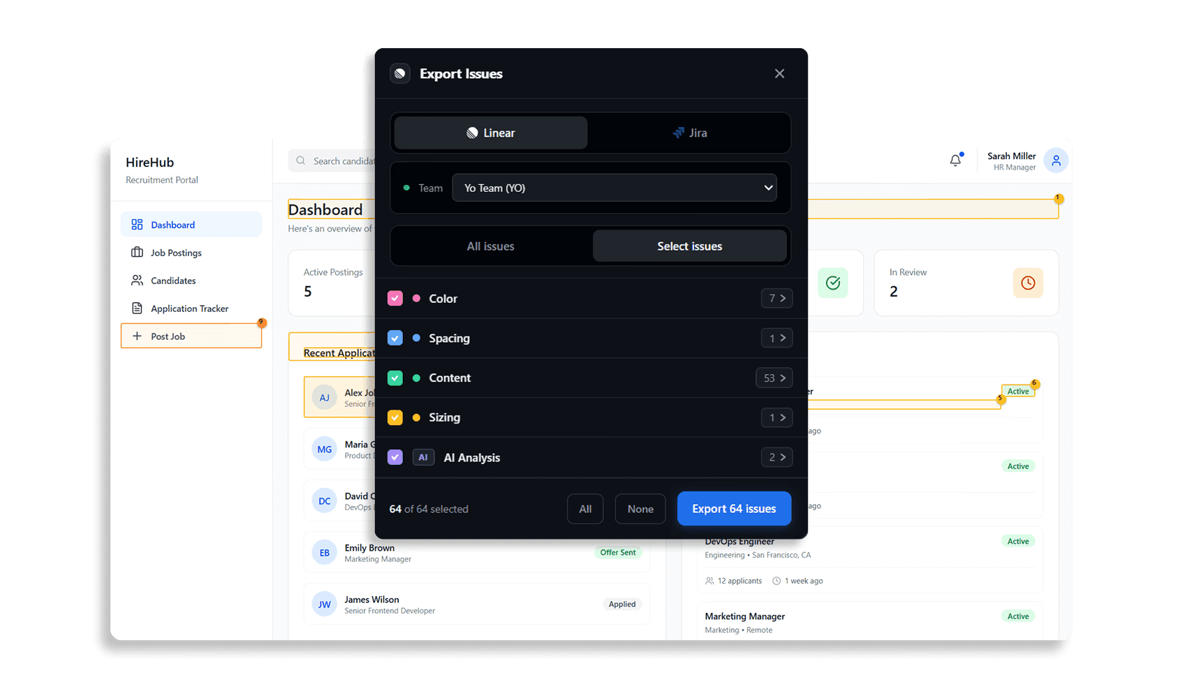 Step 4: Export issues to Linear or Jira