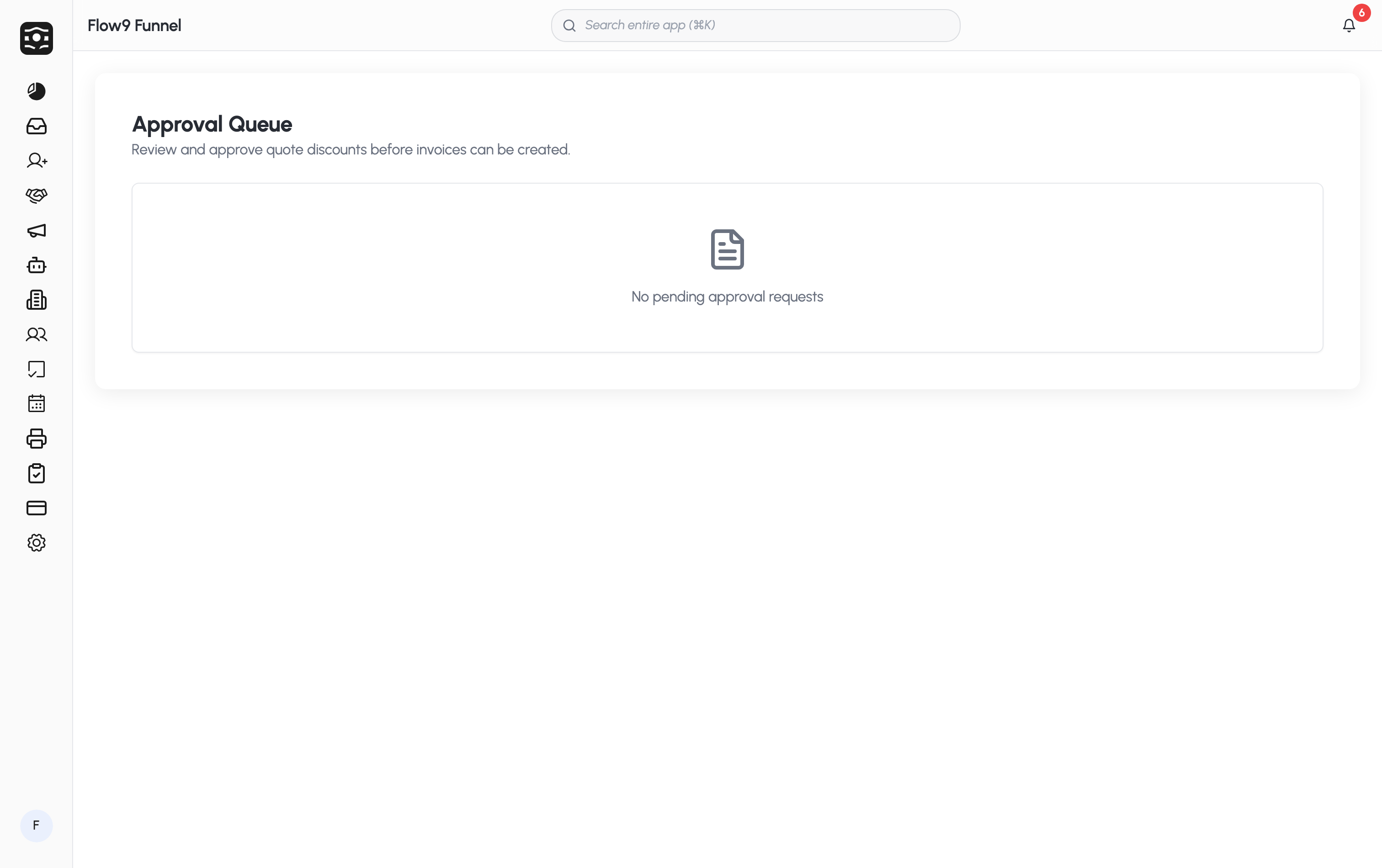 The Approval Queue listing pending quote-discount requests