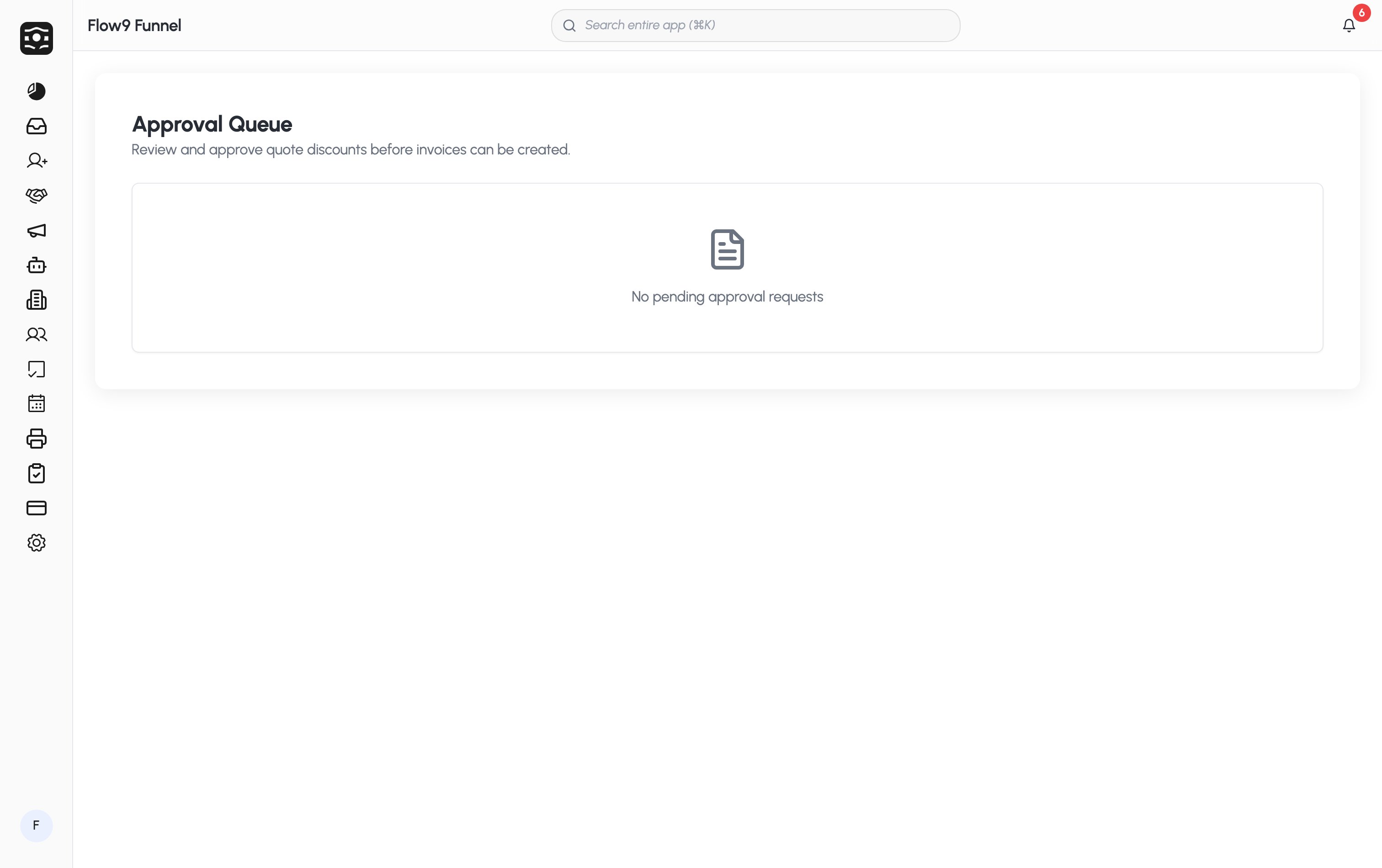 The Approval Queue listing pending quote-discount requests