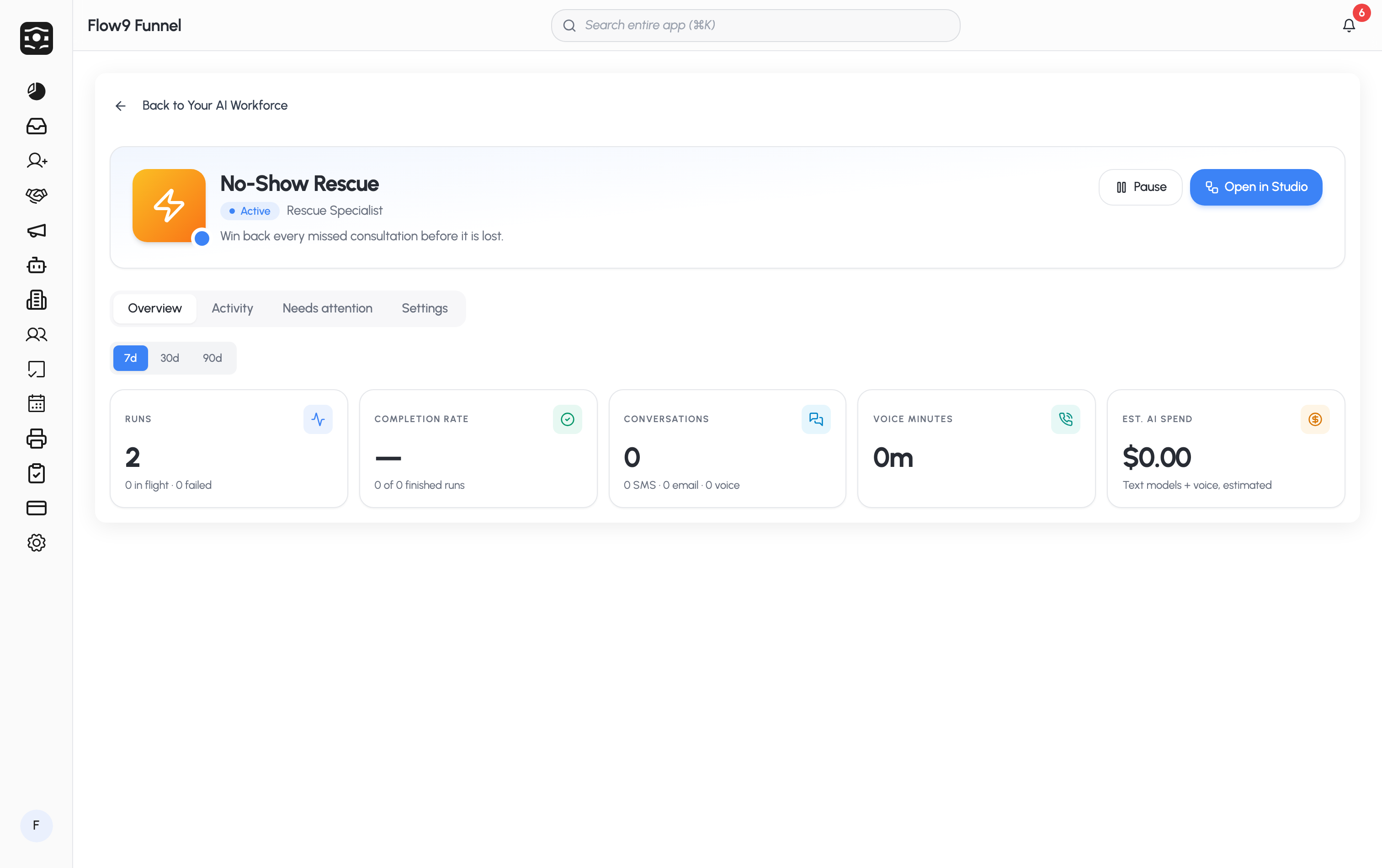 A worker's profile, where the Needs attention tab gathers failed runs, approvals, and escalations