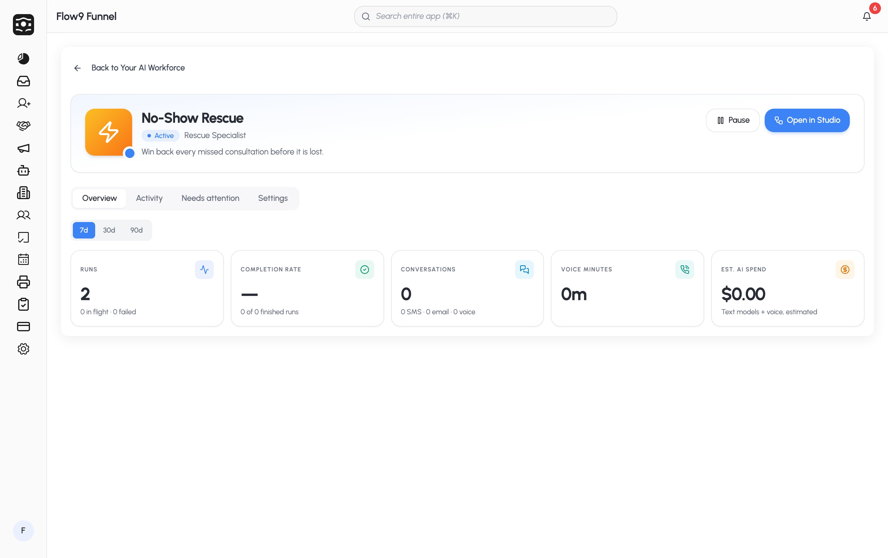 A worker's profile, where the Needs attention tab gathers failed runs, approvals, and escalations