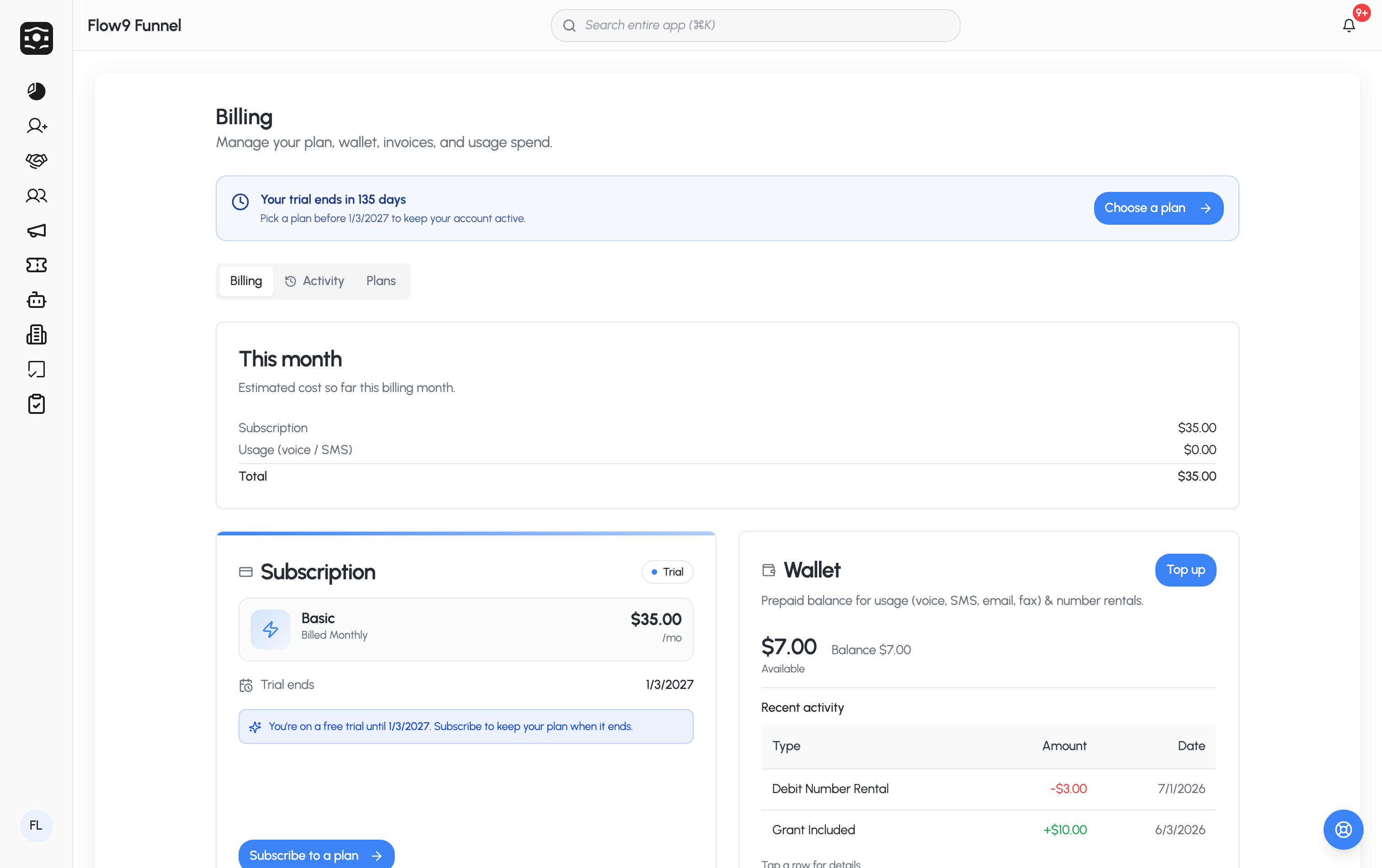Billing & wallet