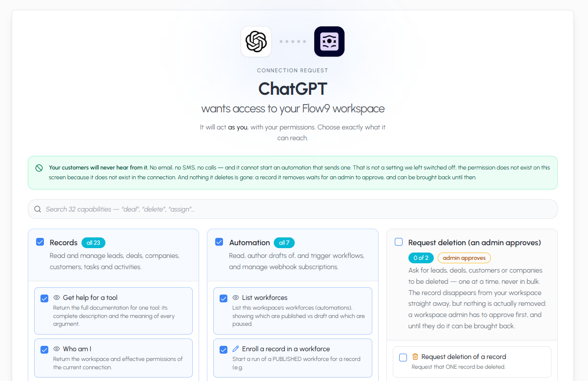 The Flow9 consent screen for ChatGPT