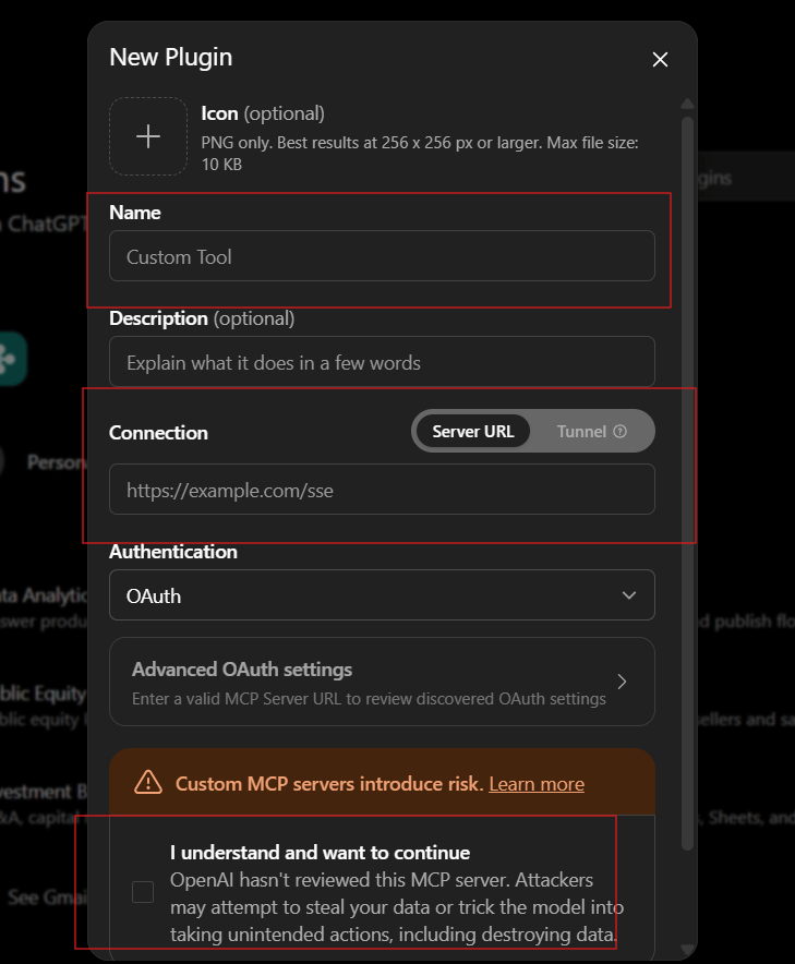 The New Plugin dialog