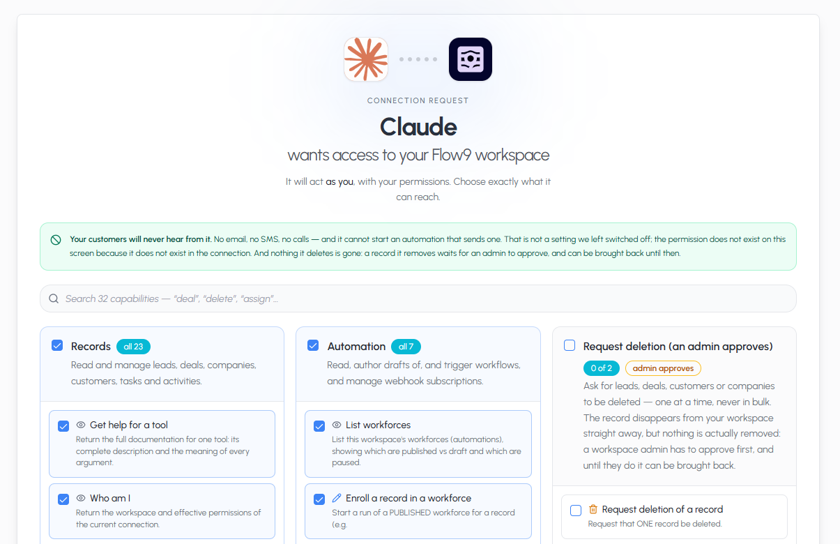 The Flow9 consent screen