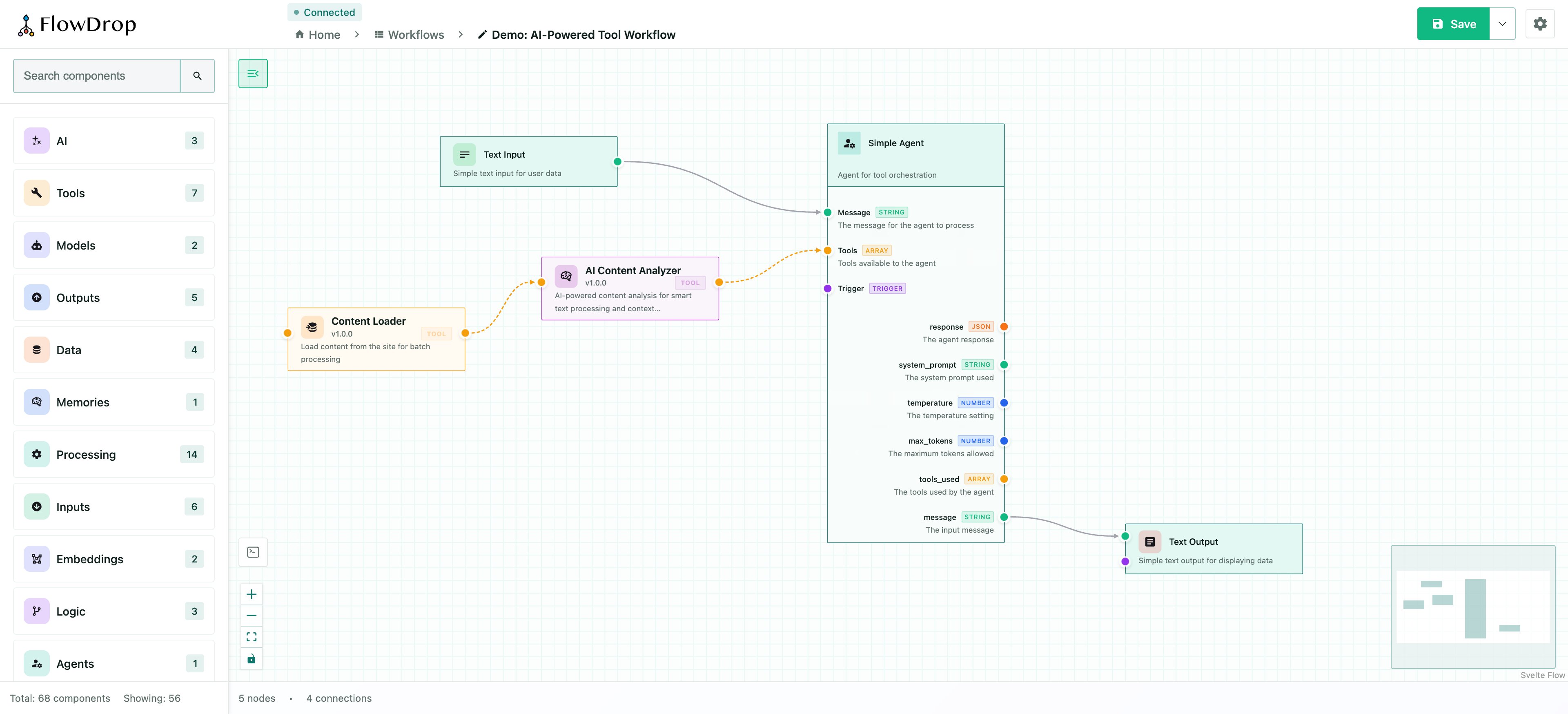 New theme called Drafter showing FLowDrop editor.