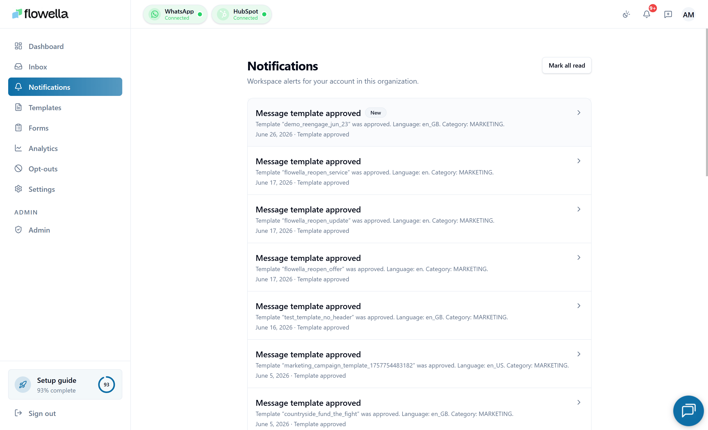 Flowella notifications
