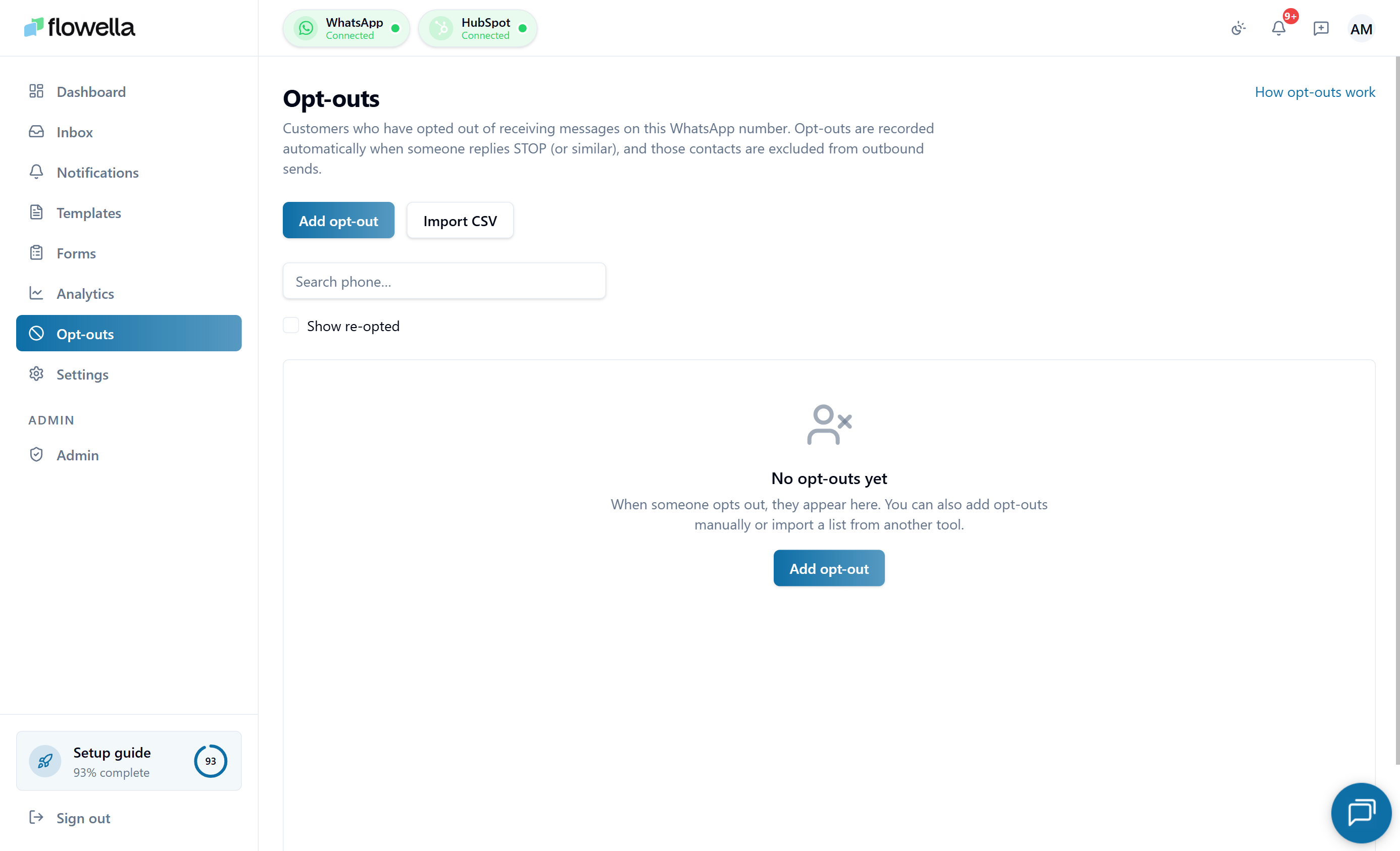 Flowella opt-outs page