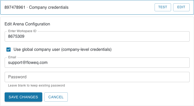 Arena Integration Config