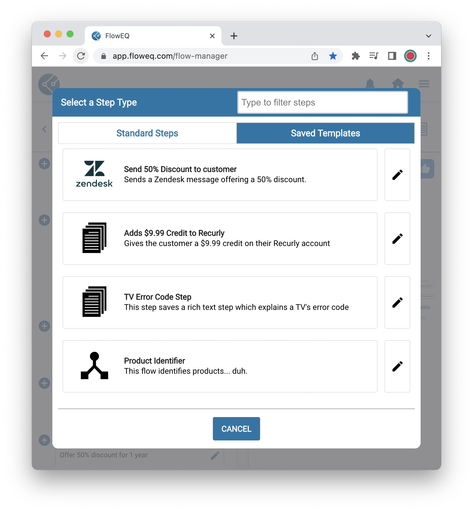 Saved Step Templates