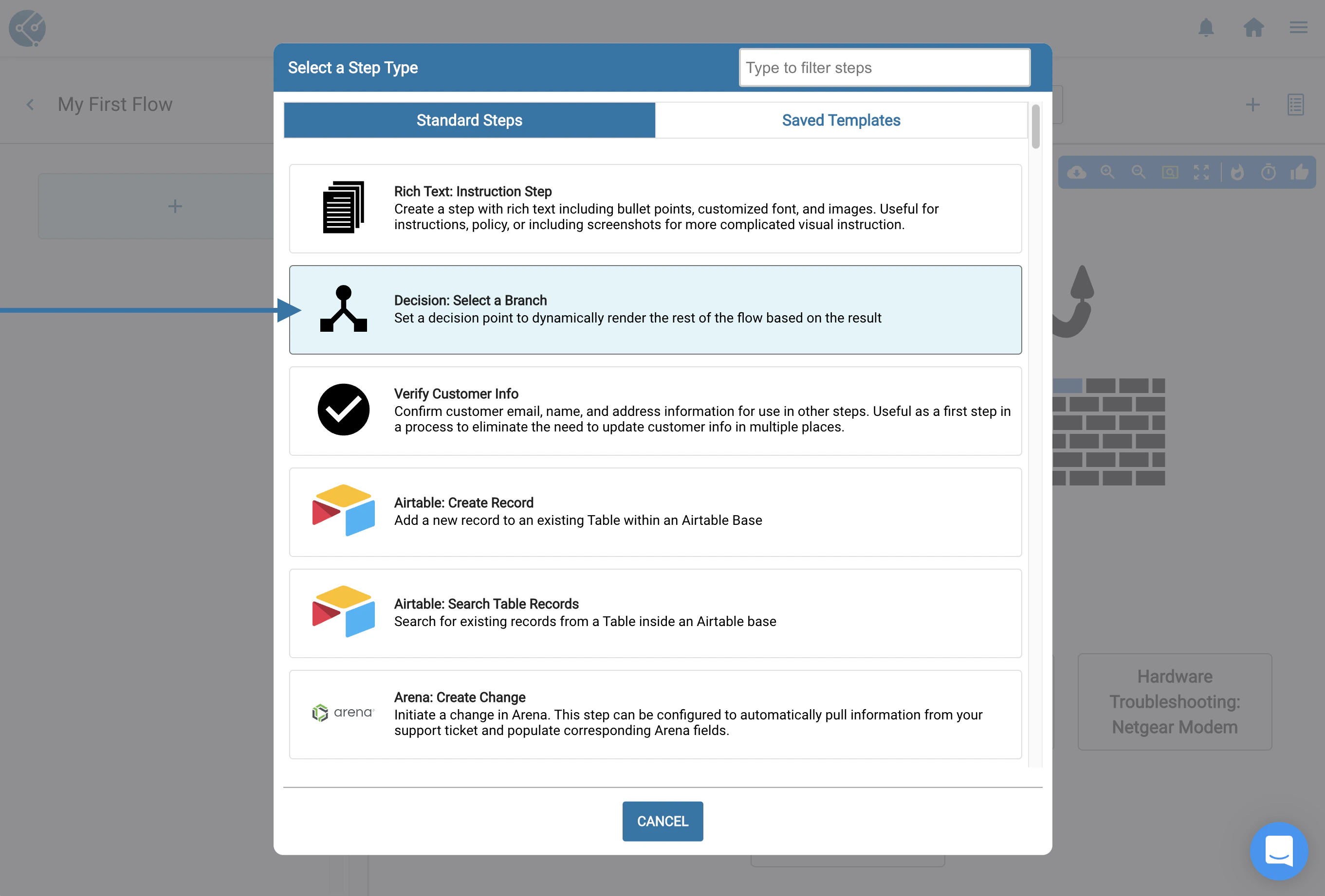 Select the Decision Tree step