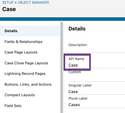 Object API Name in Salesforce
