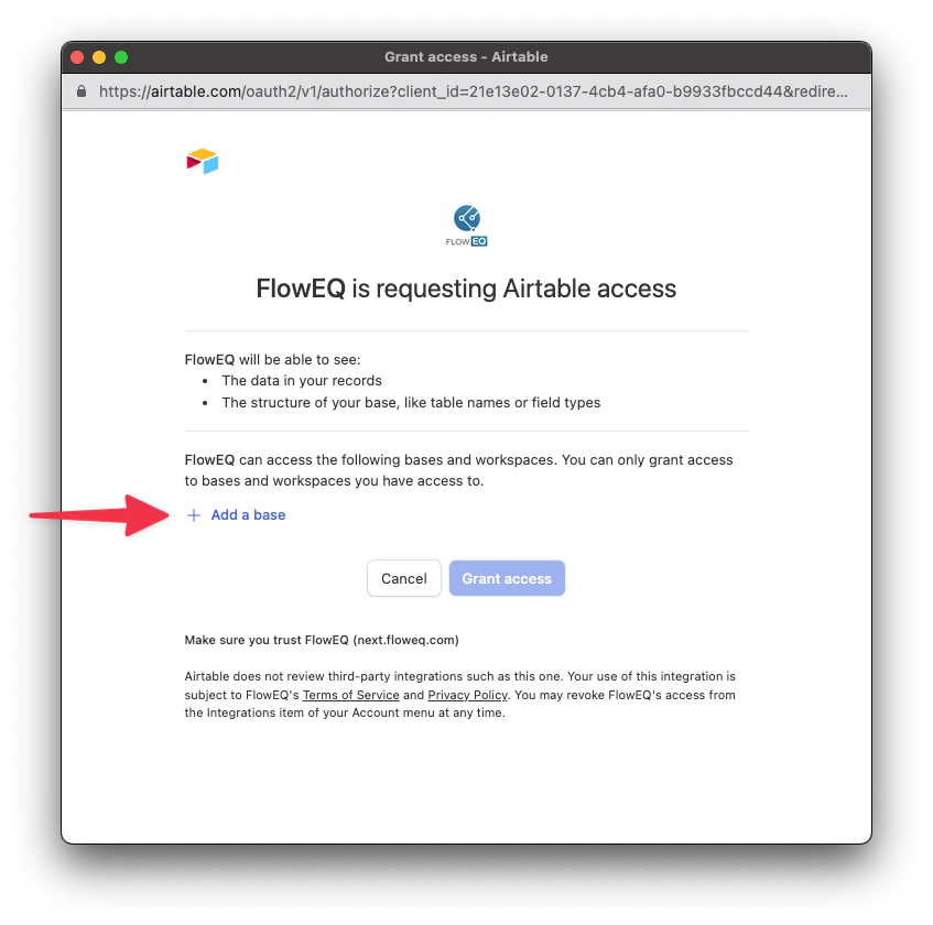Grant FlowEQ access to Airtable