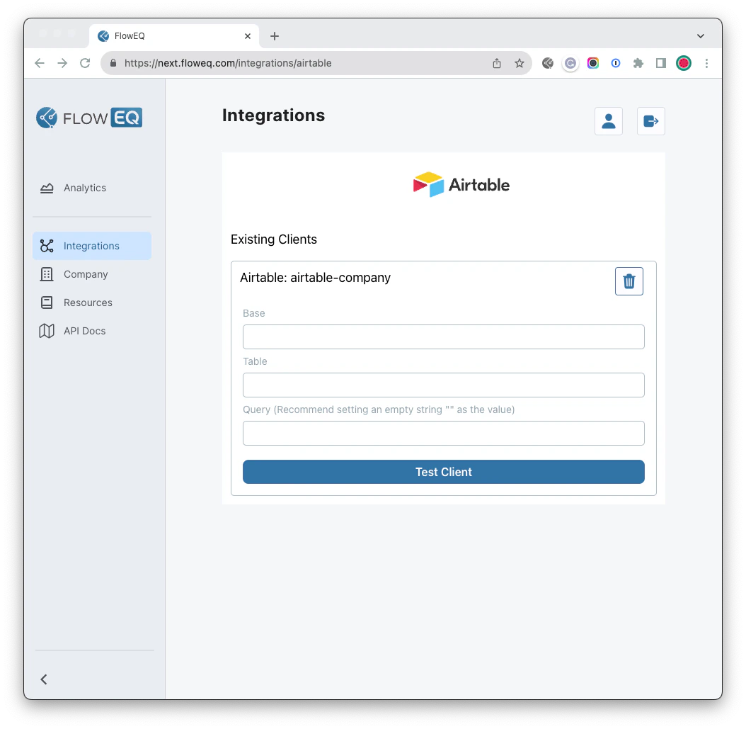 Configured Airtable Integration