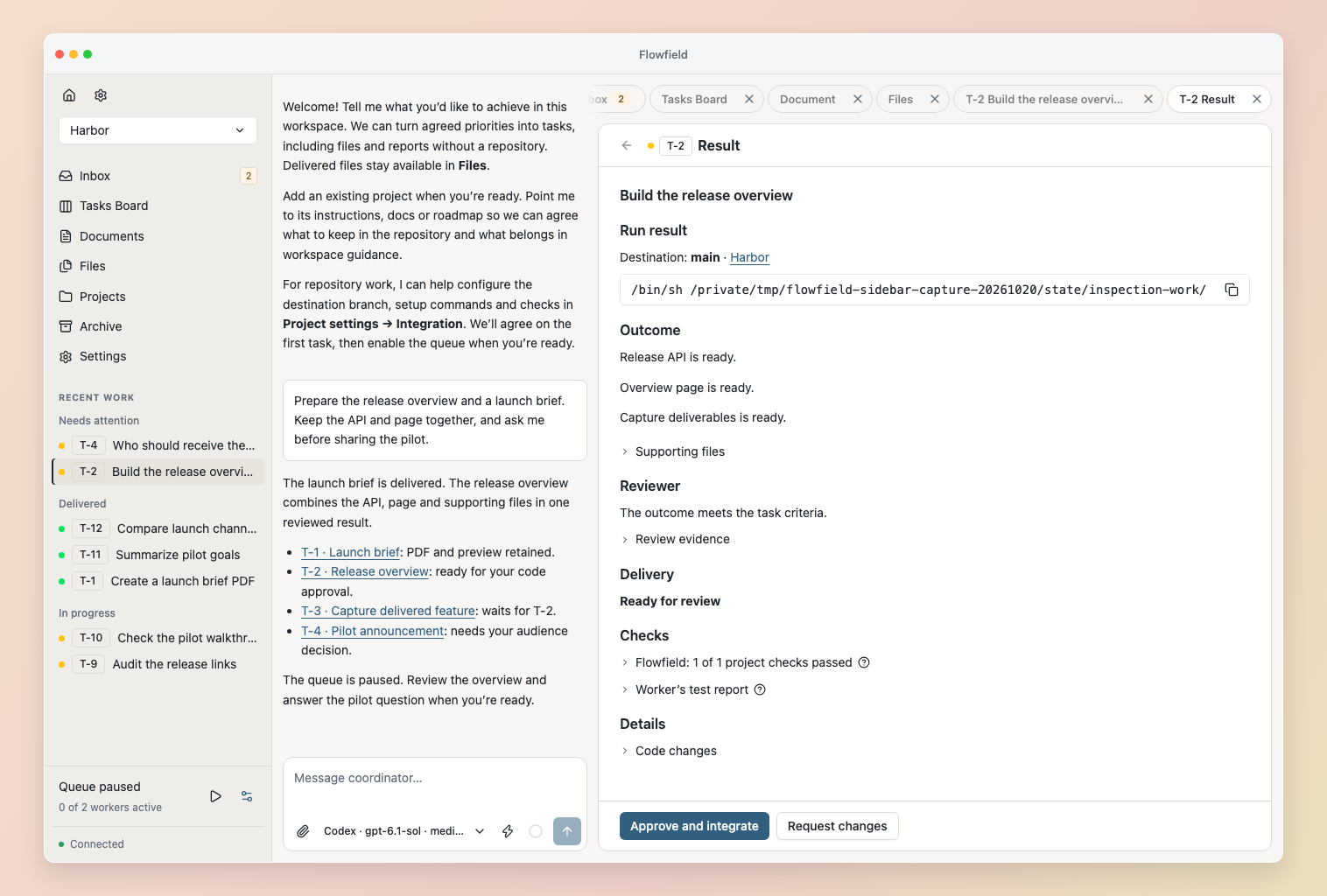 An exact code result with its launcher, report and approval controls