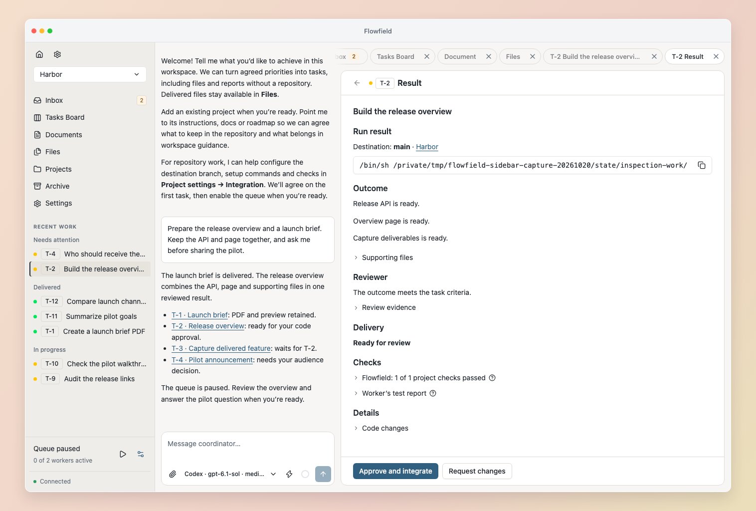 An exact code result with its launcher, report and approval controls