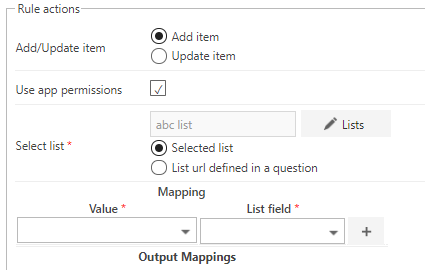 Mapping list columns to questions