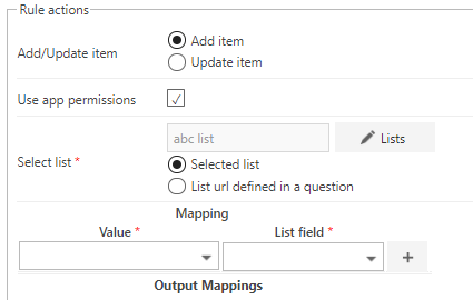 Mapping list columns to questions
