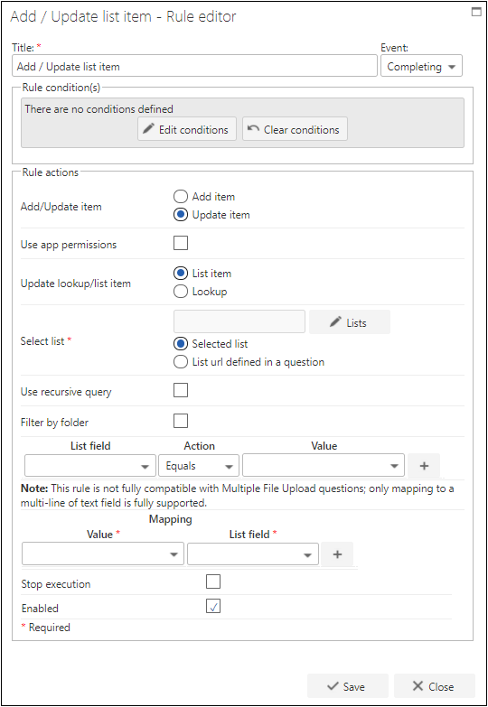 Update a list item rule configuration