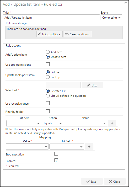 Update a list item rule configuration